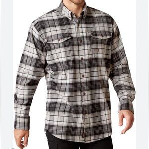 Ariat Men’s Rebar Flannel Shirt Size Large Charcoal Gray Durastretch
